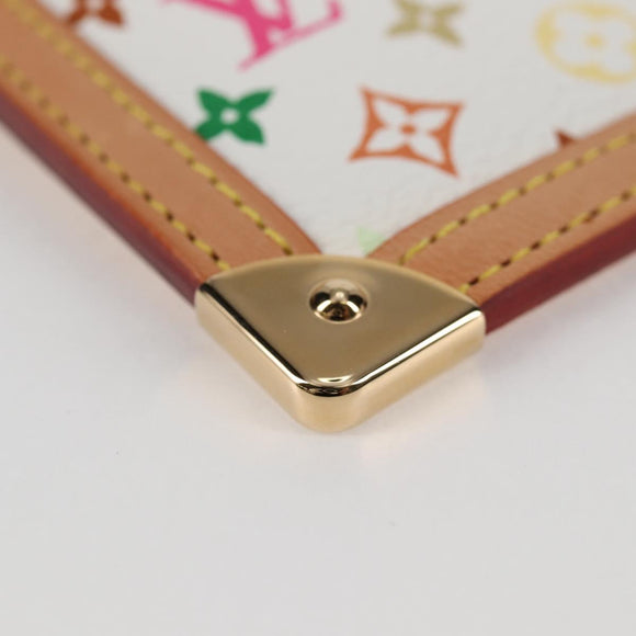 LOUIS VUITTON Monogram Multicolor Pochette Cles Geldbörse Weiß M92655 Auth MX081SM