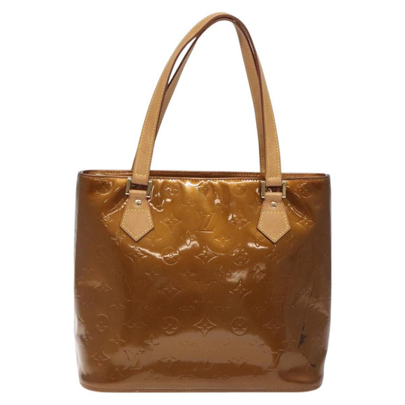 LOUIS VUITTON Monogram Vernis Houston Hand Bag Bronze M91122 LV Auth MX087