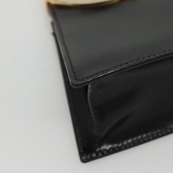 CELINE Shoulder Bag Leather Black Gold Auth MX093