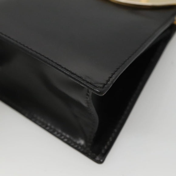 CELINE Shoulder Bag Leather Black Gold Auth MX093