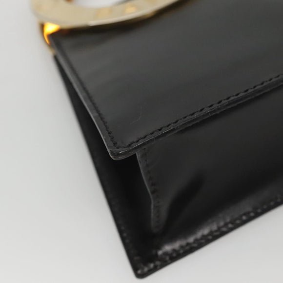 CELINE Shoulder Bag Leather Black Gold Auth MX093