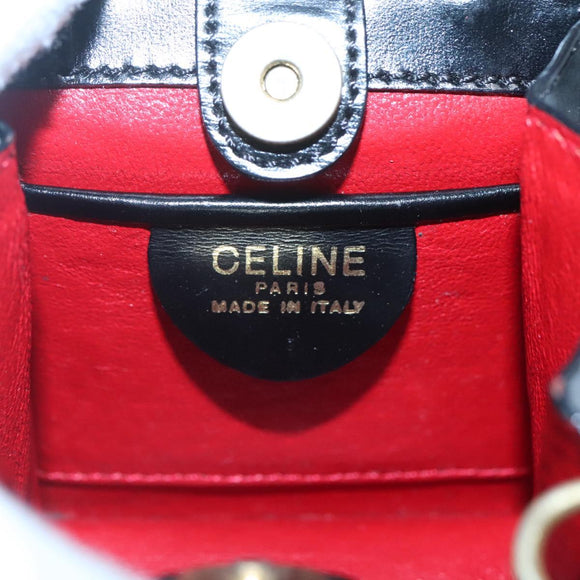 CELINE Shoulder Bag Leather Black Gold Auth MX093