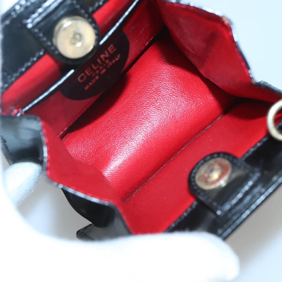 CELINE Shoulder Bag Leather Black Gold Auth MX093