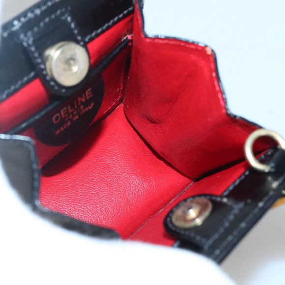 CELINE Shoulder Bag Leather Black Gold Auth MX093