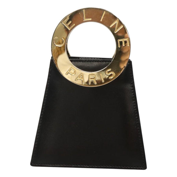 CELINE Schoudertas Leer Zwart Goud Origineel MX093A