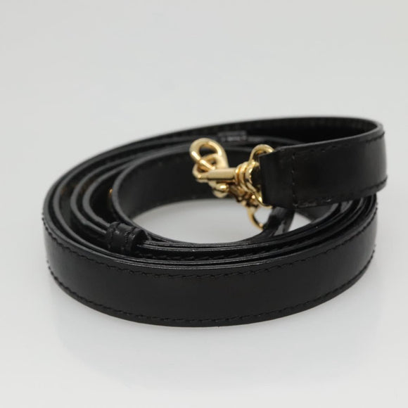 CELINE Shoulder Bag Leather Black Gold Auth MX093