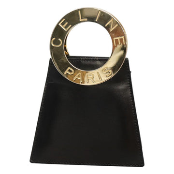 CELINE Shoulder Bag Leather Black Gold Auth MX093 - 0