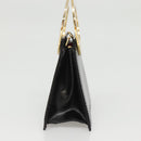 CELINE Shoulder Bag Leather Black Gold Auth MX093-3