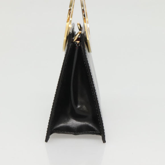 CELINE Shoulder Bag Leather Black Gold Auth MX093