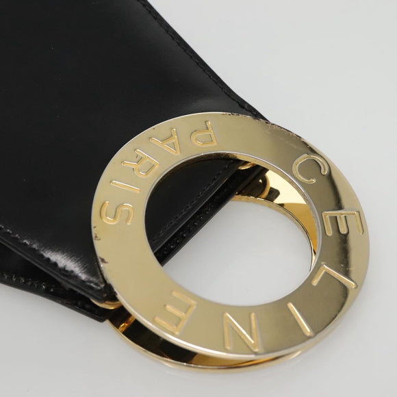 CELINE Shoulder Bag Leather Black Gold Auth MX093