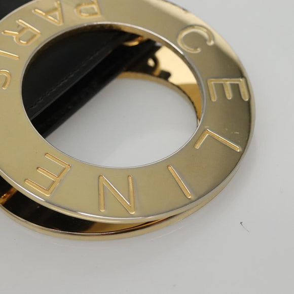 CELINE Shoulder Bag Leather Black Gold Auth MX093