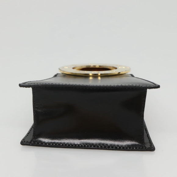 CELINE Shoulder Bag Leather Black Gold Auth MX093