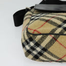 BURBERRY Nova Check Blue Label Shoulder Bag Wool Beige Auth MX096-8