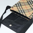 BURBERRY Nova Check Blue Label Shoulder Bag Wool Beige Auth MX096-9