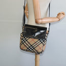 BURBERRY Nova Check Blue Label Shoulder Bag Wool Beige Auth MX096-22