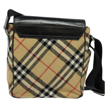 BURBERRY Nova Check Blue Label Shoulder Bag Wool Beige Auth MX096 - 0