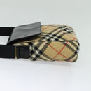BURBERRY Nova Check Blue Label Shoulder Bag Wool Beige Auth MX096-3