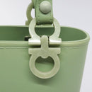 Salvatore Ferragamo Gancini Hand Bag Rubber Green Auth MX099-10