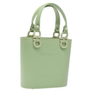 Salvatore Ferragamo Gancini Hand Bag Rubber Green Auth MX099-1