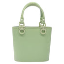 Salvatore Ferragamo Gancini Hand Bag Rubber Green Auth MX099-2