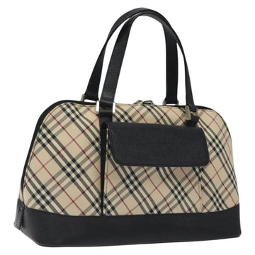 BURBERRY Nova Check Hand Bag Canvas Beige Auth MX100