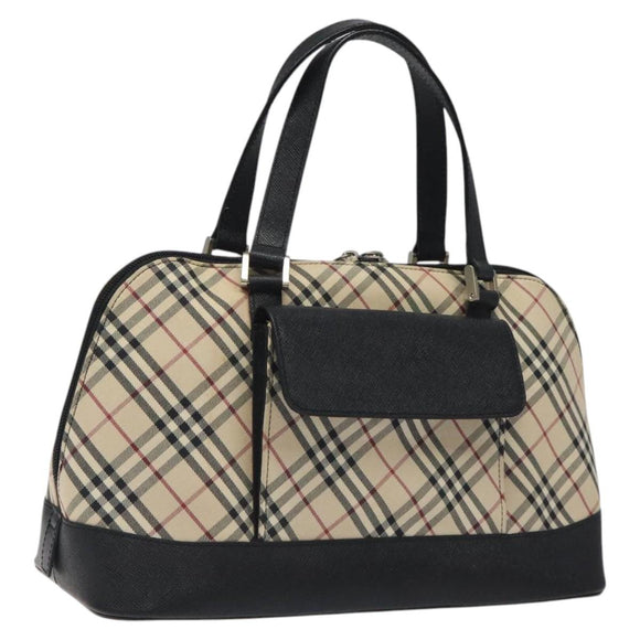 BURBERRY Nova Check Hand Bag Canvas Beige Auth MX100