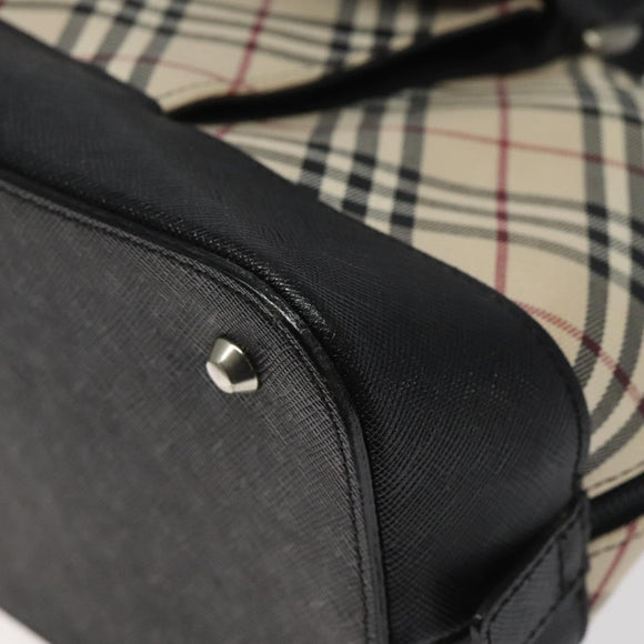 BURBERRY Nova Check Hand Bag Canvas Beige Auth MX100