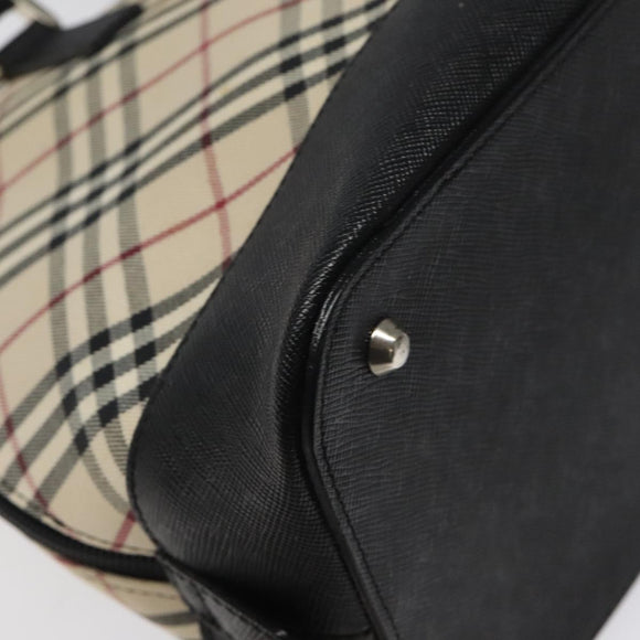 BURBERRY Nova Check Hand Bag Canvas Beige Auth MX100