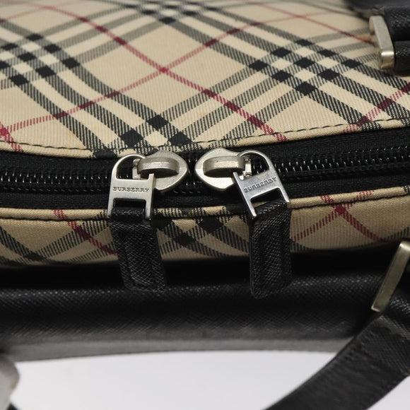 BURBERRY Nova Check Hand Bag Canvas Beige Auth MX100