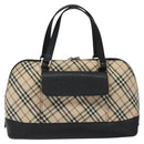 BURBERRY Nova Check Hand Bag Canvas Beige Auth MX100-13