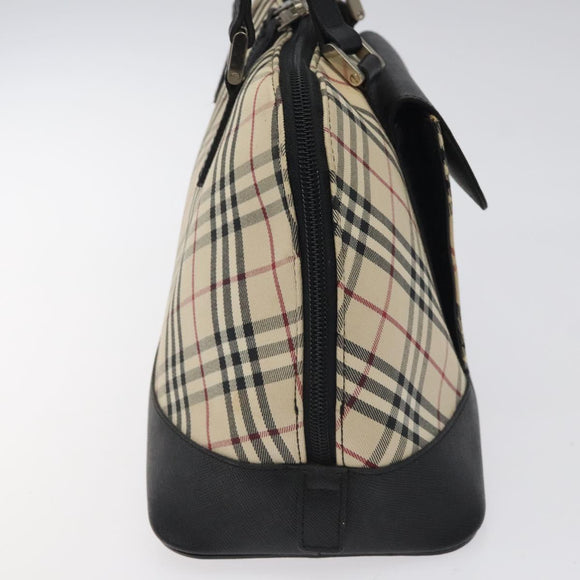 BURBERRY Nova Check Hand Bag Canvas Beige Auth MX100