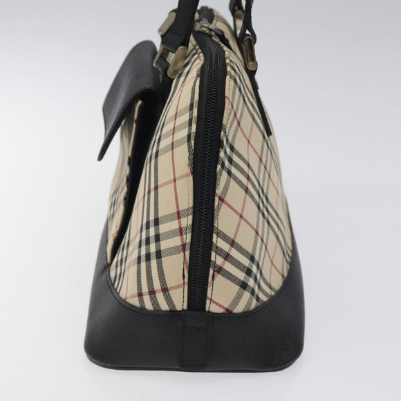 BURBERRY Nova Check Hand Bag Canvas Beige Auth MX100