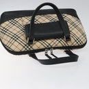 BURBERRY Nova Check Hand Bag Canvas Beige Auth MX100-6