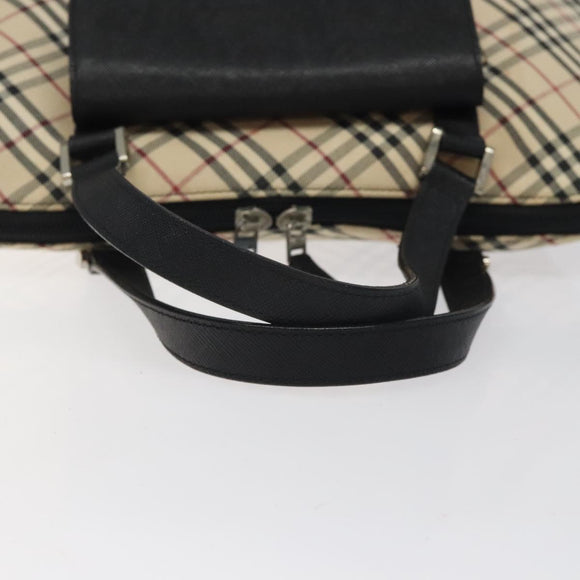 BURBERRY Nova Check Hand Bag Canvas Beige Auth MX100