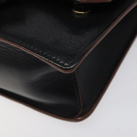 Miu Miu Shoulder Bag Leather Black Gold Auth MX101V