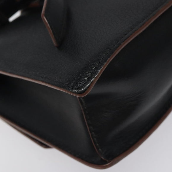 Miu Miu Shoulder Bag Leather Black Gold Auth MX101AV