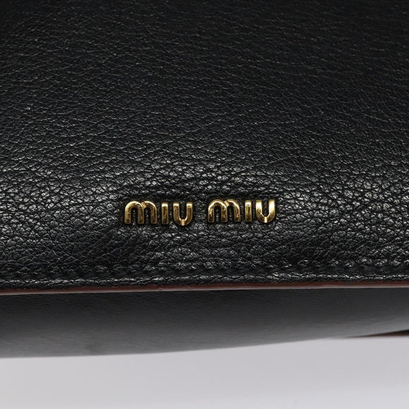Miu Miu Shoulder Bag Leather Black Gold Auth MX101V