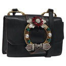 Miu Miu Shoulder Bag Leather Black Gold Auth MX101V-1