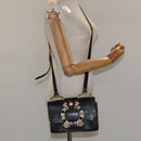Miu Miu Shoulder Bag Leather Black Gold Auth MX101V-26