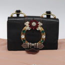 Miu Miu Shoulder Bag Leather Black Gold Auth MX101V-12