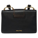 Miu Miu Shoulder Bag Leather Black Gold Auth MX101V-2