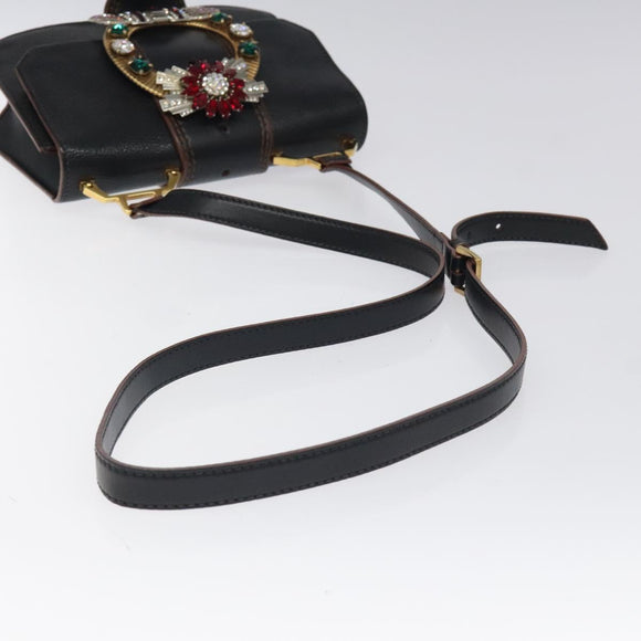 Miu Miu Shoulder Bag Leather Black Gold Auth MX101AV