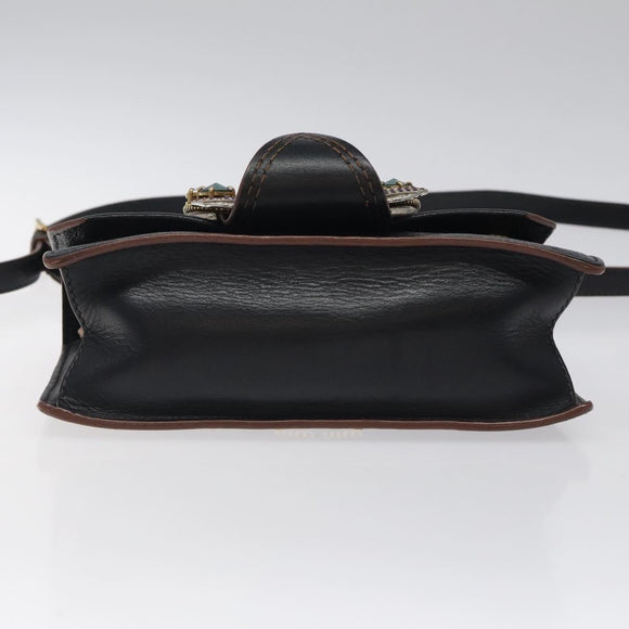 Miu Miu Shoulder Bag Leather Black Gold Auth MX101AV