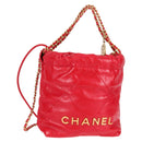 CHANEL Chanel 22 Matelasse Chain Hand Bag Leather 2way Red Gold CC Auth MX106SM-1