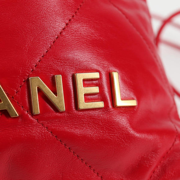 CHANEL Chanel 22 Matelasse Chain Hand Bag Leather 2way Red Gold CC Auth MX106SM