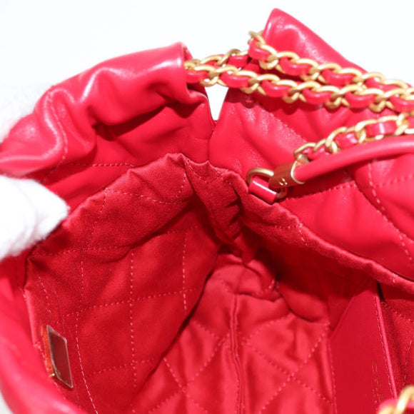CHANEL Chanel 22 Matelasse Chain Hand Bag Leather 2way Red Gold CC Auth MX106SM