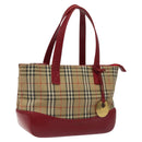 BURBERRY Nova Check Hand Bag Canvas Beige Auth MX108-1