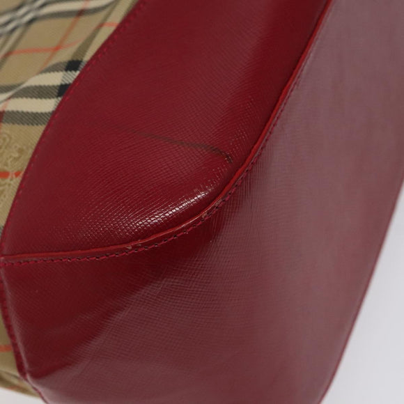 BURBERRY Nova Check Hand Bag Canvas Beige Auth MX108