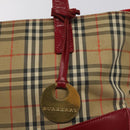 BURBERRY Nova Check Hand Bag Canvas Beige Auth MX108-10
