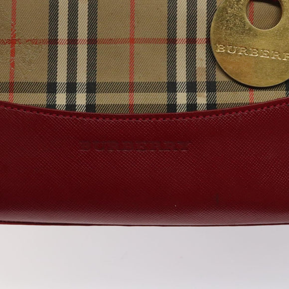 BURBERRY Nova Check Hand Bag Canvas Beige Auth MX108